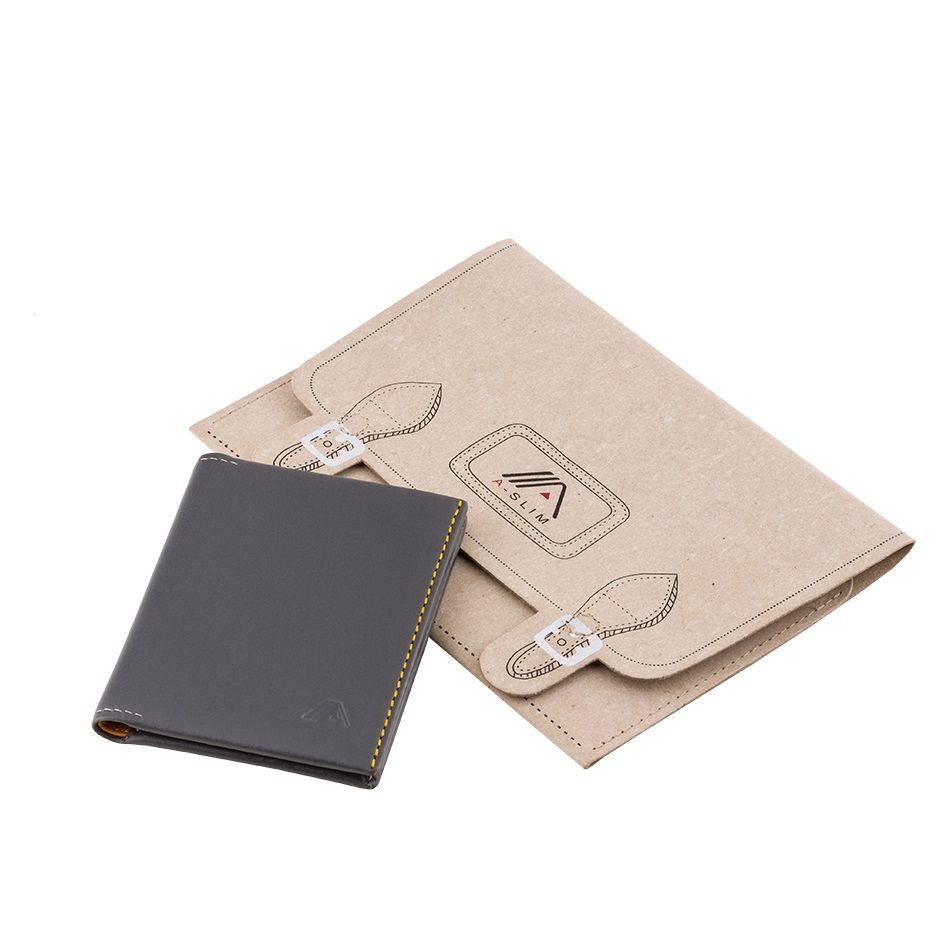 A-SLIM Leather Wallet Origami - Grey